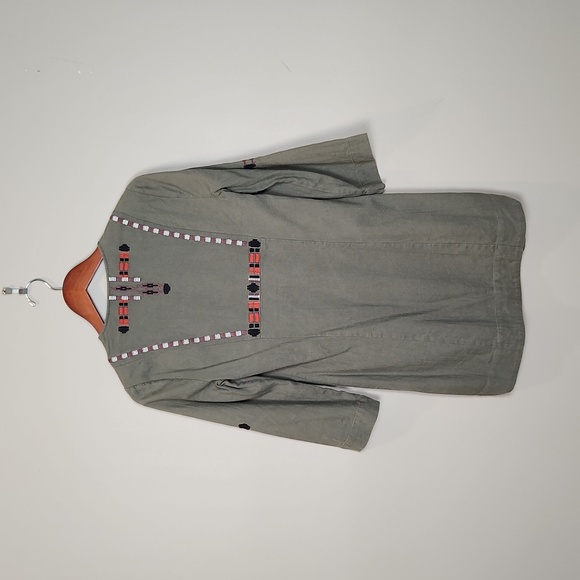 Twelfth Street by Cynthia Vincent Totem Mini Green Boho Tunic Dress Size 2 - Picture 3 of 11